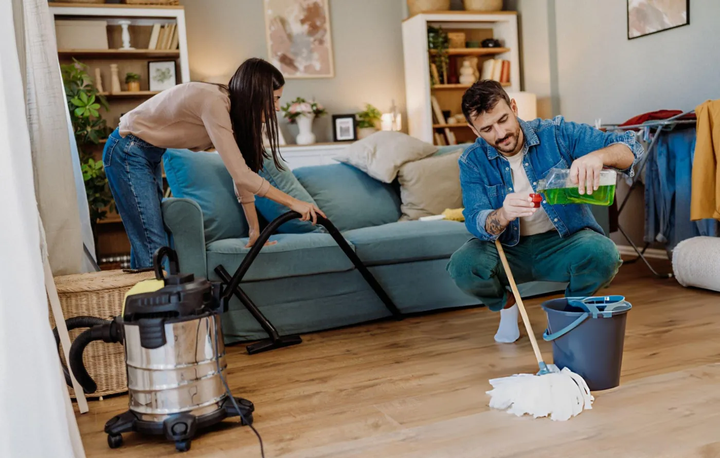 A Shining Services cleaner working through a family home